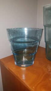Kosta Boda Mezzo Vase - Retro Art Glass - Handmade & Signed Blue 20cm