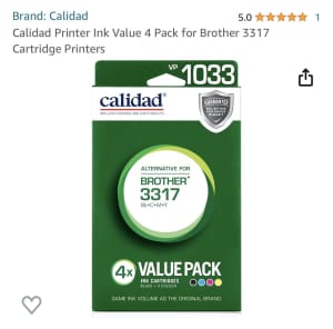 Calidad Printer Ink Value 4 Pack for Brother 3317 Cartridge Printers