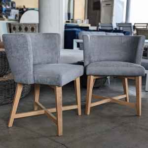 NEW FRENCH BARRELBACK SLIPCOVERED DINING ARMCHAIR GREY RRP $480