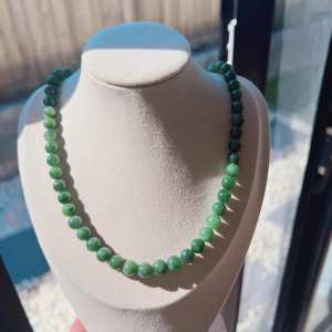Beautiful Natural Real Hetian Green Jade beaded Necklace