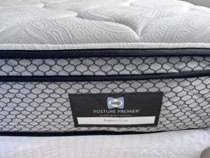 sealy posturepedic queen size mattress & base - like new