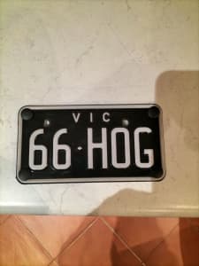 Harley Davidson number plate. 66HOG