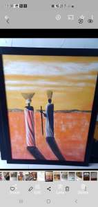 3 African Canvas Art Paintings 