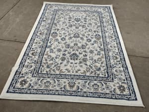 Small area rug with Persian pattern blue & white colour for sale