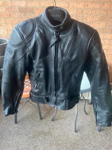 Rhino Black Leather Motorcycle Jacket Small EU38 GB10 US8