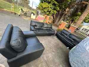 $ Nice 3 seater , 2 seater with single seater real Leather sofa