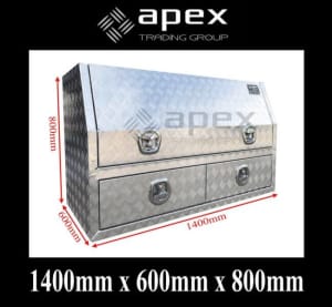 NEW APEX ALUMINIUM TOOL BOX TOOLBOX FOR UTE ENCLOSED 2 DRAWER 16014L