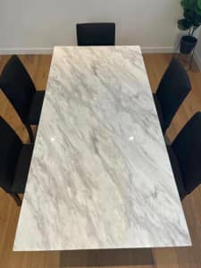 Nick Scali Provence Marble Dining Table and 6 upholstered chairs