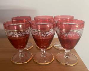 Vintage red sherry /port glasses