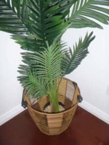 Pair of faux Palms in rattan baskets 