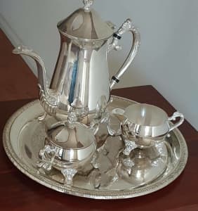 Silverplated Coffee Set -Coffee Pot, Cream Jug, Sugar Bowl, Tray