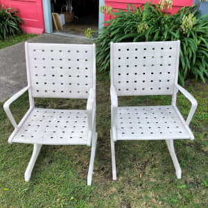Pair of 1930s Kencast patio chairs. 