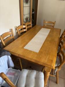 8 seater dining table with chairs - solid wooden table