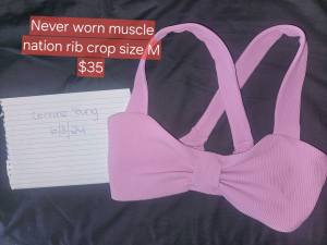 Ladies MUSCLE NATION Rib crop never worn size M 