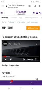 Yamaha ysp-1600 sound bar