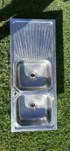 Double kitchen sink with drainer, stainless steel good condition