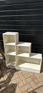 Old painted timber 3 tier shelf unit