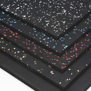 Rubber gym floor 1 M2 X 15 MM Black Red Grey Blue Fleck Now In Stock