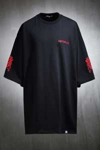 Sleeve Red Embroidered Short Sleeve Tee White / Black