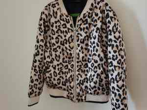Cinnamon girls leopard print bomber puffer jacket sz 14
