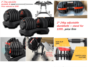 New 2*24kg Adjustable dumbbell with stand brand new