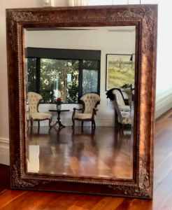 Large Bevelled Mirror With Antique Gold Old World Style Frame