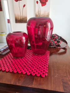 Red Vases x 2
