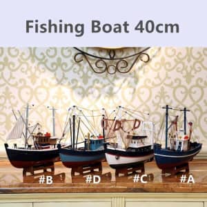 Wowmart Hobby Collection Vintage Retro Wooden Fishing Boat Model 40cm