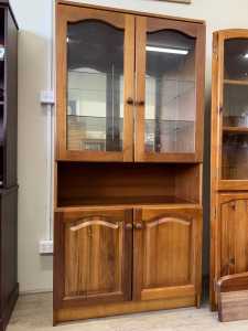 Glass display cabinet with shelves & cupboard