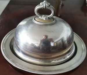 SILVER PLATED MEAT COVER and TRAY