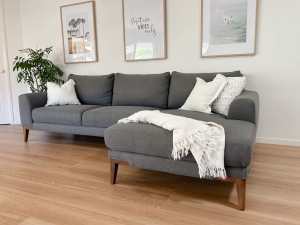 Nick Scali Grey Chaise Corner Lounge Sofa Couch. Delivery Available.
