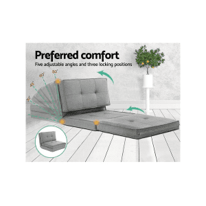 Artiss Floor Lounge Sofa Bed Fabric Chair (Grey) *new unopened box