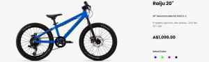 Raiju 20 inch Mountain Bike for kids 5-7. complete with helmet