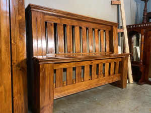 Excellent condition solid wood strong queen size bed with wooden slats