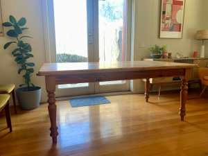 Solid timber dining table with 6 chairs