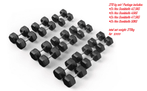 370kgset 8pcs new Hex dumbbells in 2.5kg increments, sizes from 42.5kg