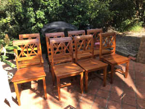 8 Wooden TEAK indoor/outdoor dining chairs