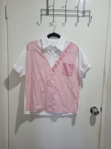 White pink stripe top