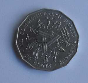 1982 fifty 50 cent Commonwealth Games coin.