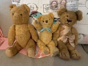 3 vintage teddies teddy bears in fair condition $50 each