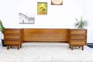 FREE DELIVERY-RETRO VINTAGE HAYSON QUEEN BEDHEAD WITH DRAWERS