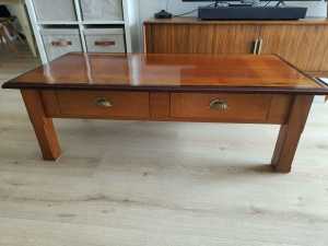 Handmade Solid Wood Coffee Table with 2 Drawers 
