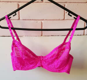 2 x pink lacy bras and 1 nude bodyform slip