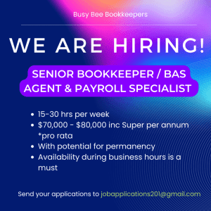 Senior Bookkeeper / BAS Agent & Payroll Specialist