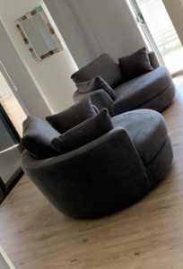 Plush Swivel Snuggle Chairs (set of 2) - Barely used