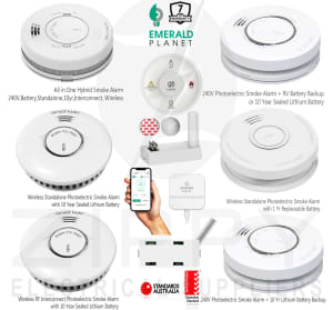 Emerald Smoke Alarms(Wired 240V, Wireless, Wireless Interconnect, 10Y)