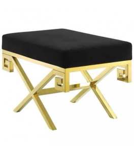 BRAND NEW Ottoman black velvet Gold key bench seat footstool