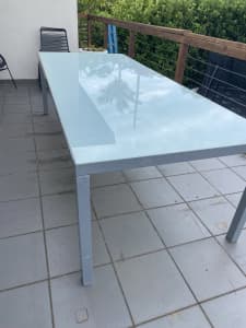 Glass top outdoor table 1m x 2.4m