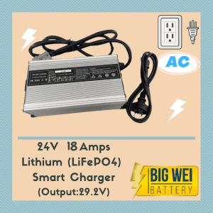 Lithium Battery Charger AC/DC 24V 18A LiFePO4 Smart Battery Charger