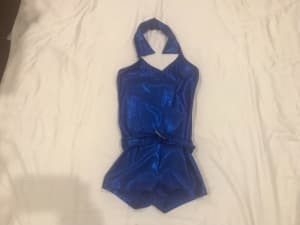 Sparkly Blue Girls child jazz tap jumpsuit dance costume